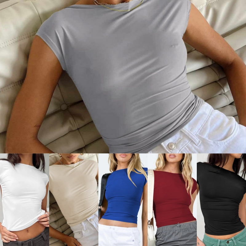 Kvinnors sexiga rygglösa slim fit top i en färg