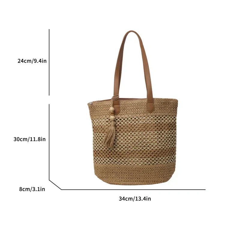 đ50% RABATT! âšDamvĂ€vd strandvĂ€ska med halm