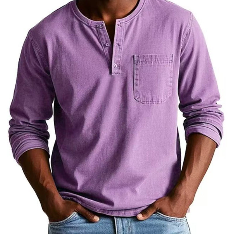 đ 60% RABATT! đ„ Vintage Distressed Pocket LĂ„ngĂ€rmad Skjorta för Herr â Unik Ă
ldrad Look, BekvĂ€mt Bomullstyg & MĂ„ngsidig Stil âš
