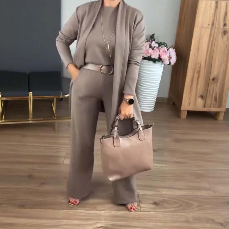 đ„Mest populĂ€rtđ„Hemkomfort + Business Elegance LĂ„ng kofta, topp och byxor, 3-delat set