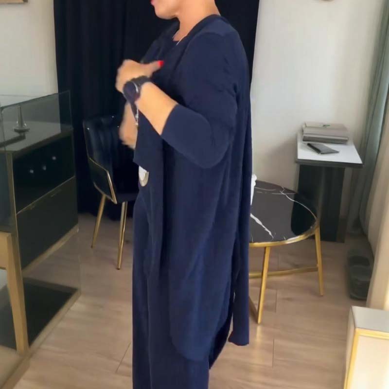 đ„Mest populĂ€rtđ„Hemkomfort + Business Elegance LĂ„ng kofta, topp och byxor, 3-delat set