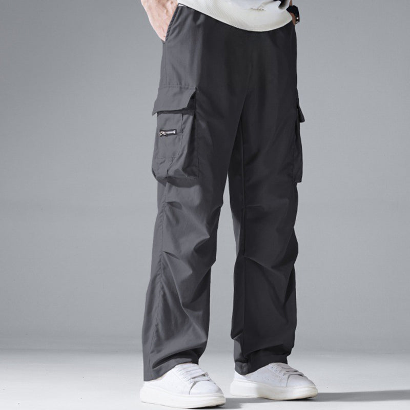 đ 50% RABATT NU!đ ïž Herr Stretch Byxor med Fickor â Multi-Fickor & Dragsko Midja â Casual Raka Byxor đââïž