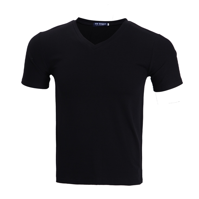 Unisex klassisk V-ringad kortärmad T-shirt i bomull