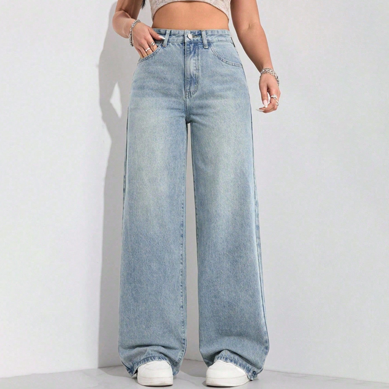đ 50% RABATT âš | Högmidjade Raka Jeans â FörlĂ€nger Silhuetten & Retro Denim