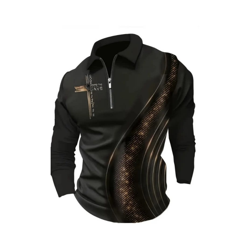 đNYHET 50% RABATTđ„Herrpolo med lĂ„ngĂ€rmad dragkedja och casual stil