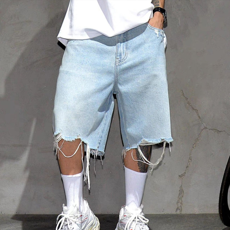 đ©ł50% RABATT! đ„ Herrenshorts i Denim med Fransad Kant â Ledig Passform, Andningsbar Bomull & Perfekt För En Avslappnad Sommarlook âïž