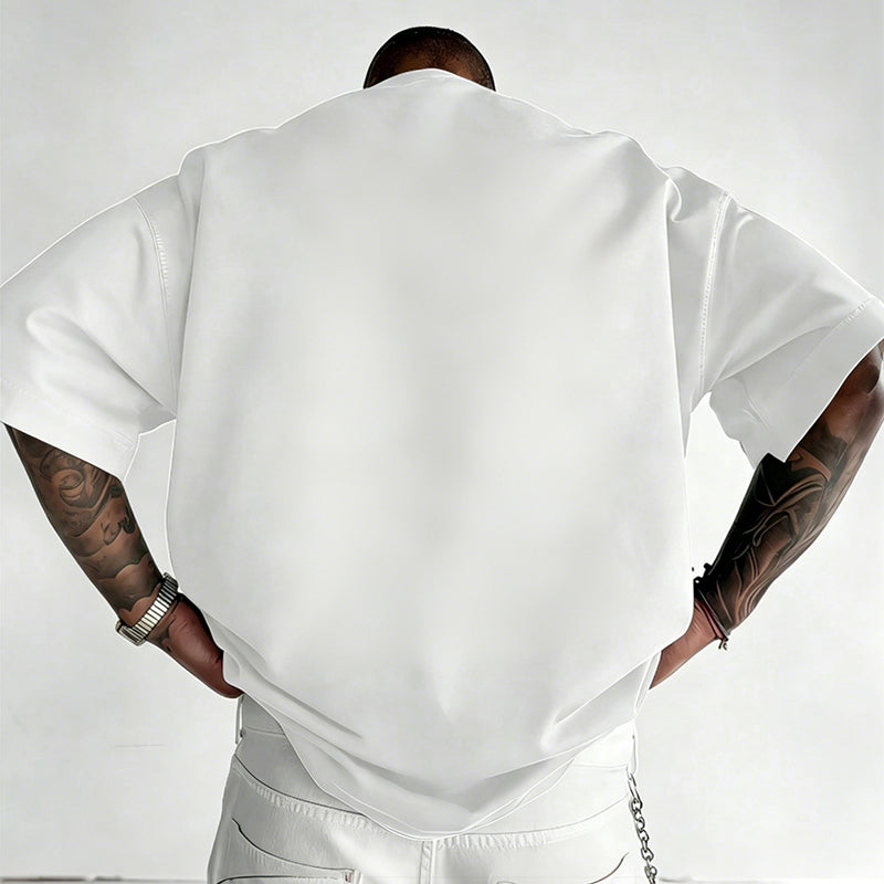 Herrar T-shirt med avslappnad passform och rund hals