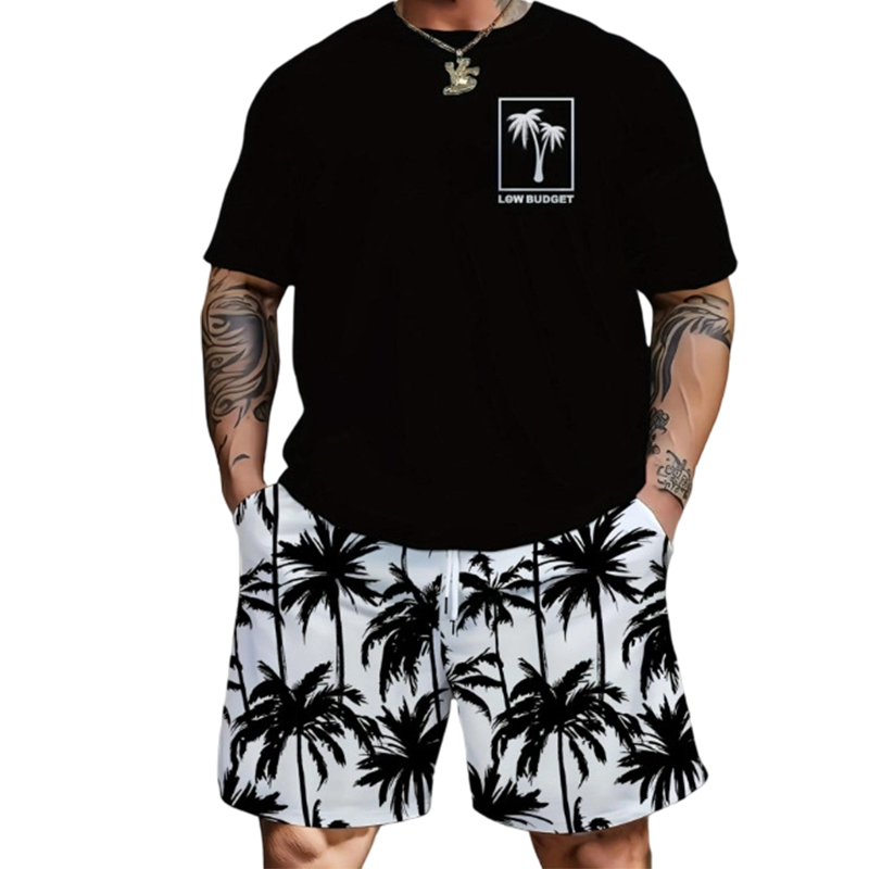 Herr 2-delat Set med Tryckt: T-shirt och Shorts