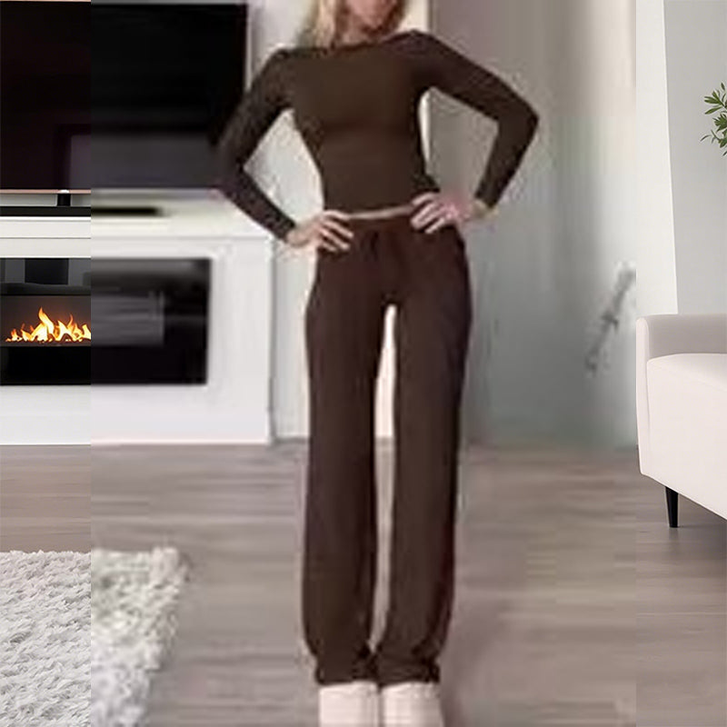 đ 50% RABATT! đ 2-delat damset â Casual topp & byxor, minimalistisk stil â Mjukt material, ledig passform & perfekt för vardag, resor eller hemmakontor âš