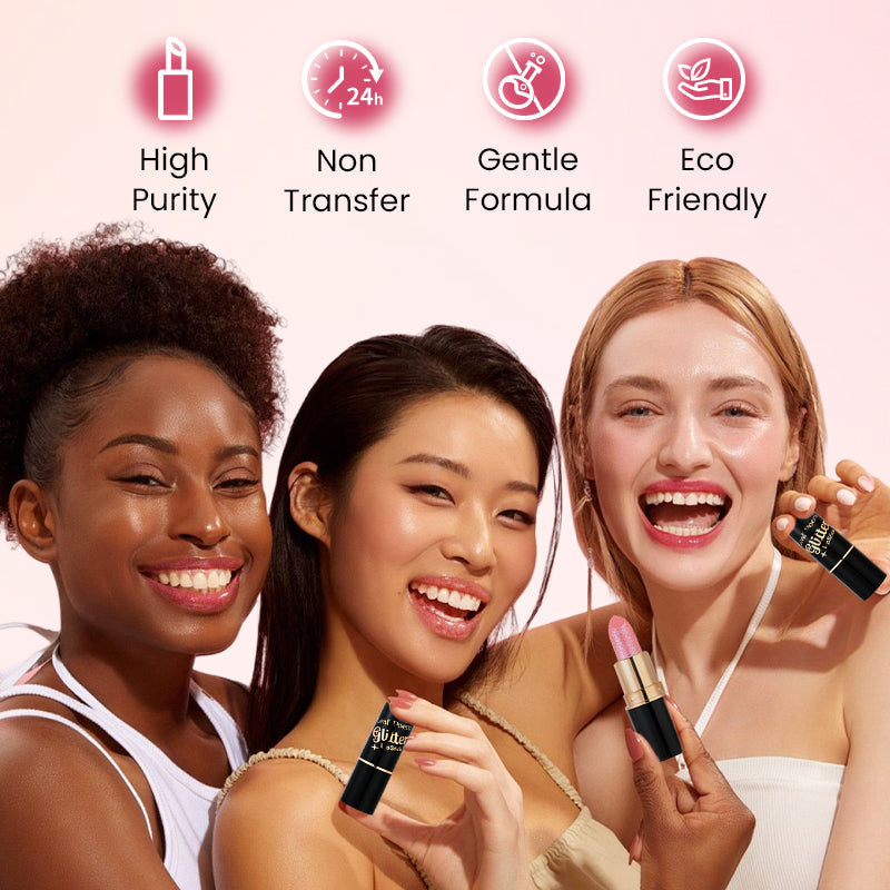 💋 KÖP 1 FÅR 1 GRATIS! ✨ GLITTERLÄPPSTIFT - Vattentät & Återfuktande, Långvarig Färg med Vitamin E, Perfekt för Fest och Vardag 🌟💄