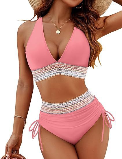 🔥2026 Ny stil 50% rabatt💥Bikinset med hög midja, magkontroll och färgblocksdesign👙