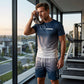 Herrset med t-shirt och shorts i gradientfärg