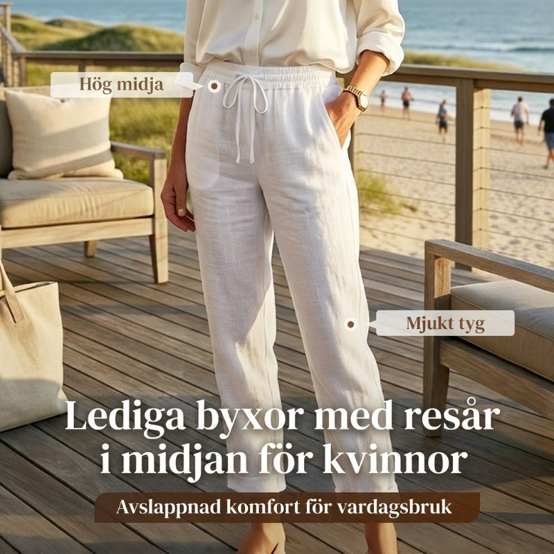 💖 Nya dambyxor i bomull och linne med dragsko 👖