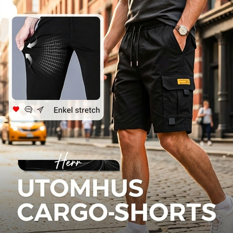 🩳 50% RABATT 🌿 | Herrshorts med Dragsko – Cargofickor & Rak Benform