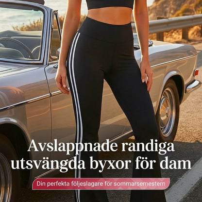 💖 Byxor med hög midja, sidostripe och utsvängda ben