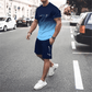 Herrset med t-shirt och shorts i gradientfärg