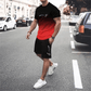 Herrset med t-shirt och shorts i gradientfärg