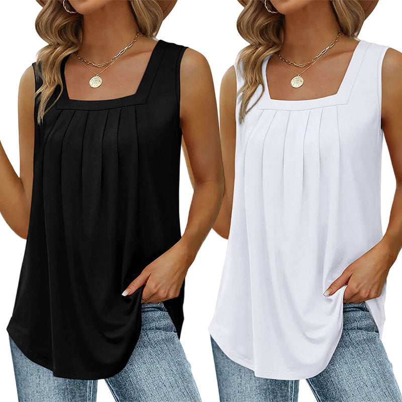👚 50% RABATT! 🔥 Ärmlös linne med fyrkantig halsringning – Enkel, smart & hållbar – din vardagsklädsel, uppgraderad ✨