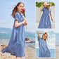 👗💗 Randig Lång V-ringad Skjortklänning för Kvinnor – Sommarrea – Luftig & Bekväm, Klassisk Look & Perfekt för Varma Dagar ☀️