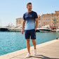 Herrset med t-shirt och shorts i gradientfärg