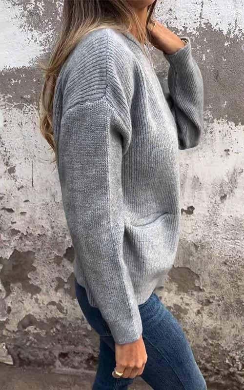 💗Rundhalsad stickad jacka med dragkedja🧥