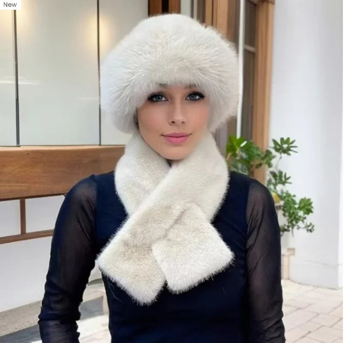 🧣 50% RABATT! ❄️ Fluffig Pälskeps + Halsduk – Supervarm, Mjuk & Komplett Vinterset 🎁