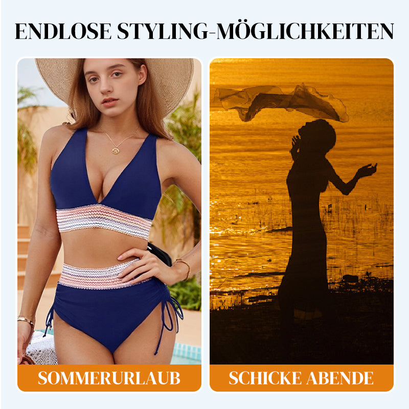 🔥2026 Ny stil 50% rabatt💥Bikinset med hög midja, magkontroll och färgblocksdesign👙
