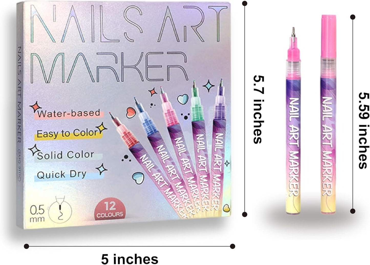 🎁Hett REA ⏳12-färg set med nagelkonstpennor