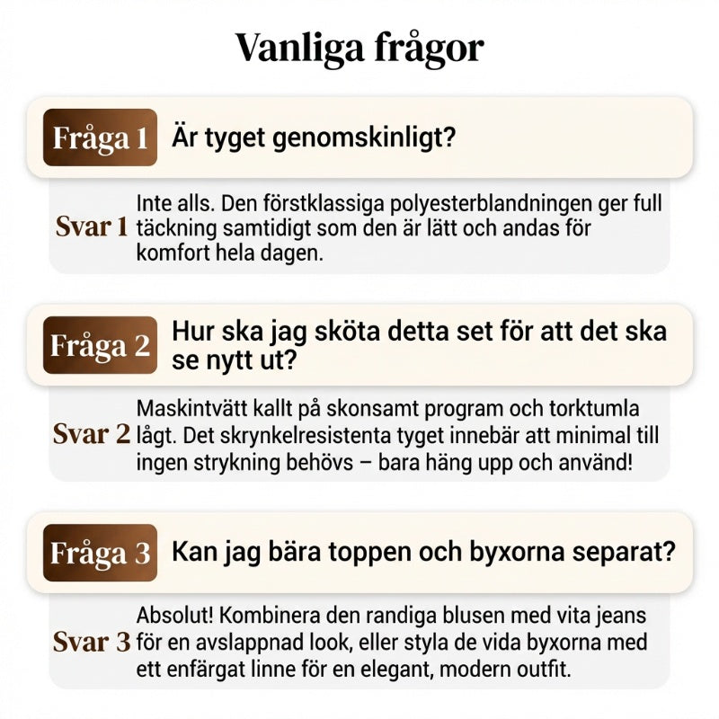 🔥50 % rabatt under en begränsad tid🔥2-delat set med randig damskjorta och byxor med vida ben