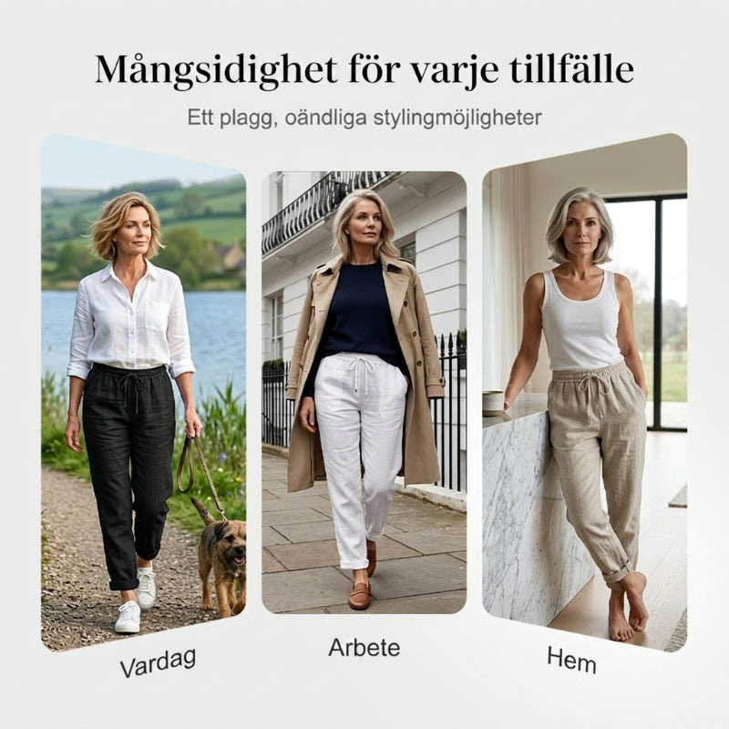 💖 Nya dambyxor i bomull och linne med dragsko 👖