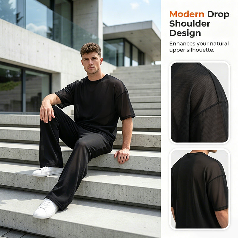👕 50% RABATT NU! 👖 Herr Casual Loose T-shirt & Vida Byxor 2-Delat Set – Streetwear Matchande Outfit – Daglig Lounge & Bekväm Passform 🌟