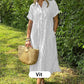 👗💗 Randig Lång V-ringad Skjortklänning för Kvinnor – Sommarrea – Luftig & Bekväm, Klassisk Look & Perfekt för Varma Dagar ☀️