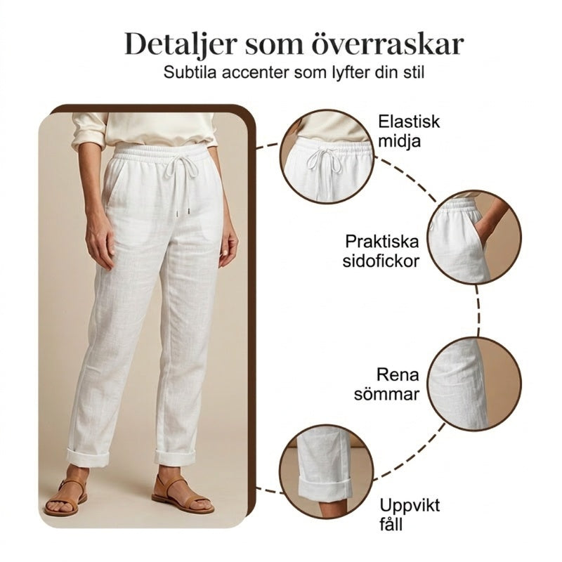 💖 Nya dambyxor i bomull och linne med dragsko 👖