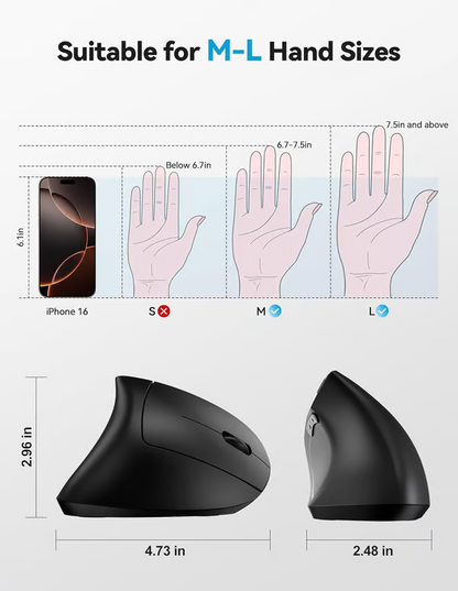 🖱Trådlös USB-uppladdningsbar ergonomisk vertikal optisk mus(🔥50 % rabatt)