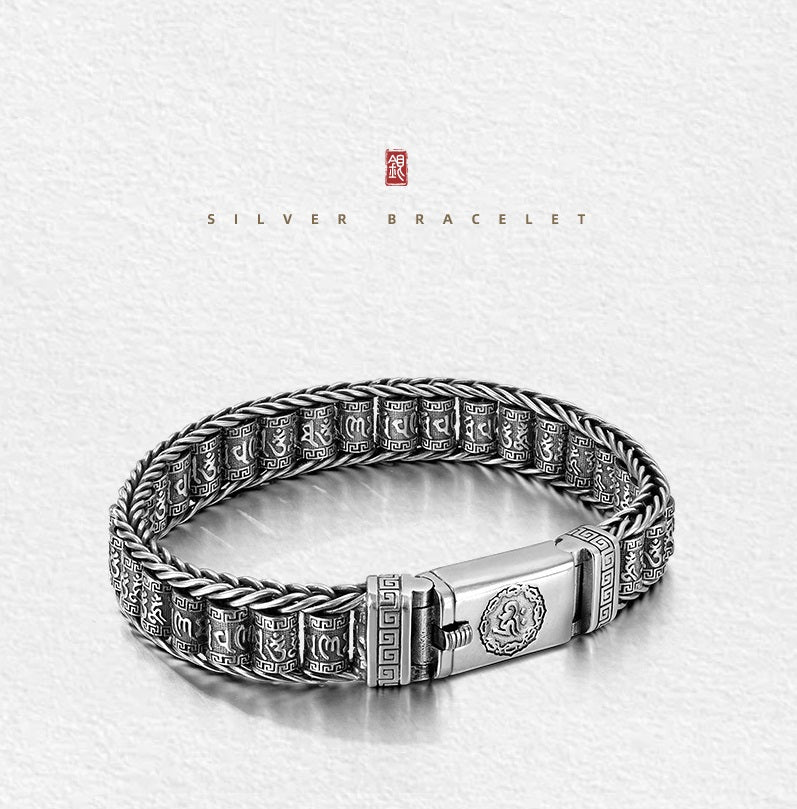 ⏳Begränsad tid 50 % Rabatt⏰Tibetansk Bönhjulsarmband – 925 Sterlingsilver, Lyckoamulett & Valentindagsgåva⛓️