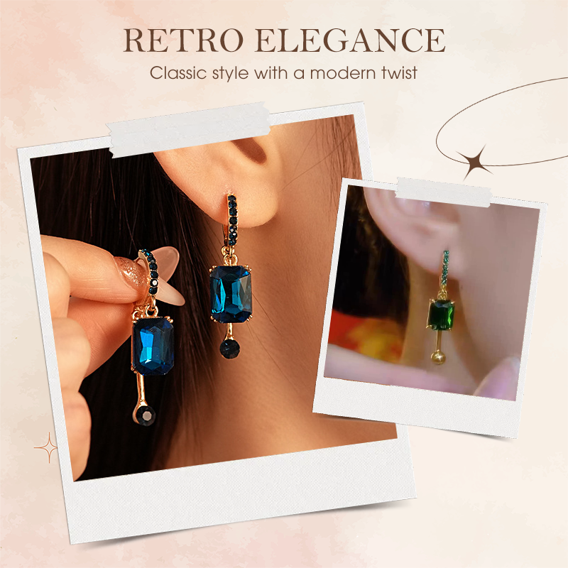 💎 BEGRÄNSAD TID 50% RABATT! ✨ Vintage Syntetisk Diamant Hängörhängen – Clip-On, Elegant Dangle ✨