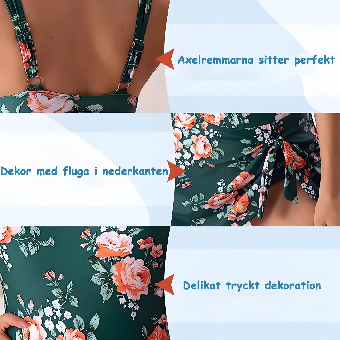 👙 50% RABATT NU!✨ Dam Baddräkt med Knytdetalj & Kjol – Magkontroll & Inbyggd BH – Sommar Essential 🌊