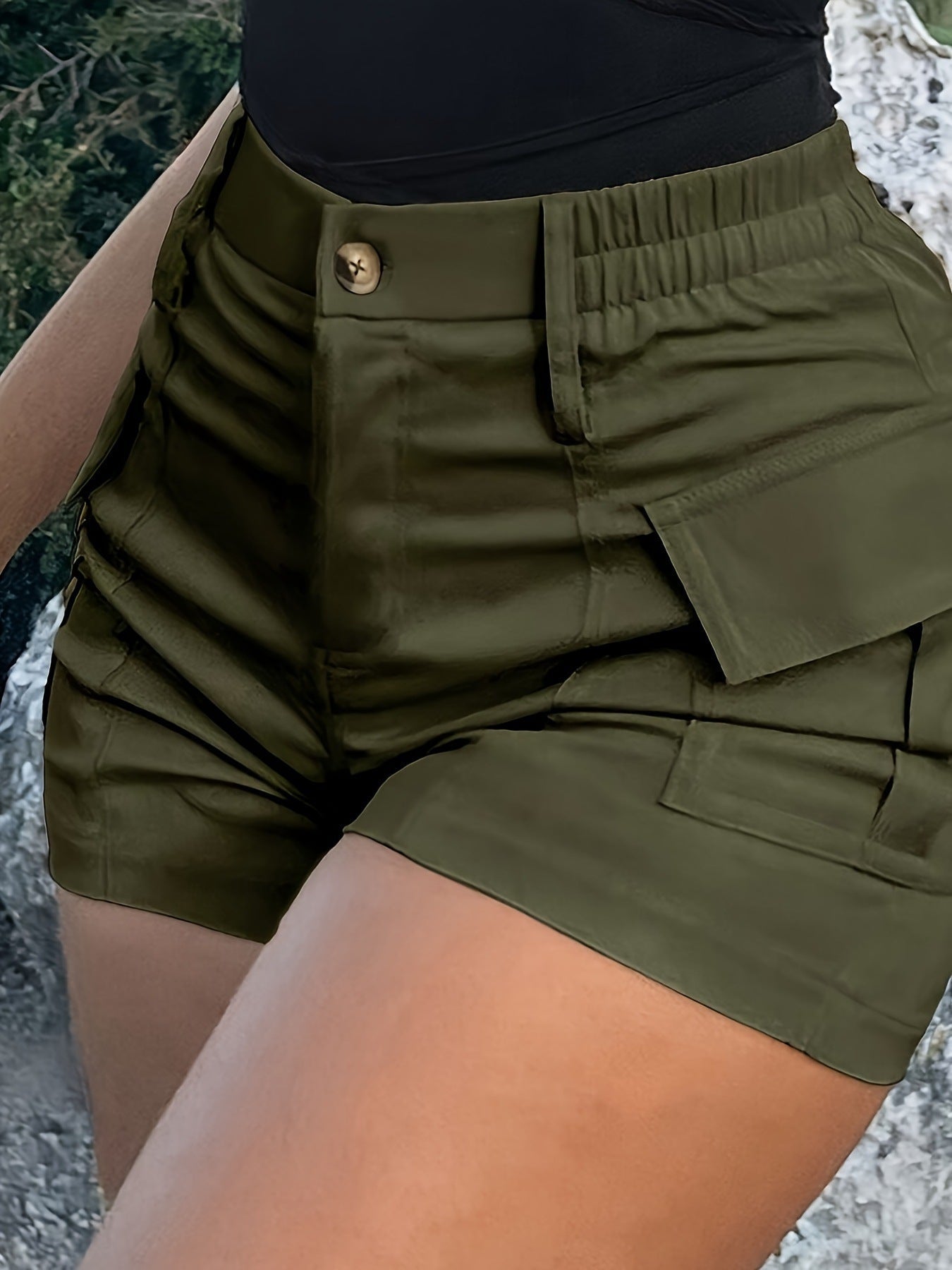 🥳SOMMARREA🥳💞50K+ SÅLDA!💥50% RABATT! 🔥Damshorts med hög midja och fickor — Fri frakt vid köp av två