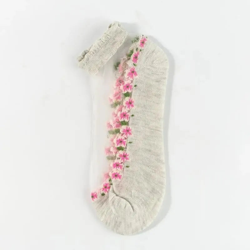 🌺Blommiga spetsstrumpor för damer, vår/sommar