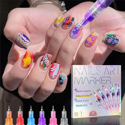 🎁Hett REA ⏳12-färg set med nagelkonstpennor
