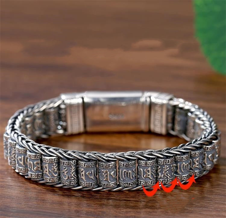 ⏳Begränsad tid 50 % Rabatt⏰Tibetansk Bönhjulsarmband – 925 Sterlingsilver, Lyckoamulett & Valentindagsgåva⛓️