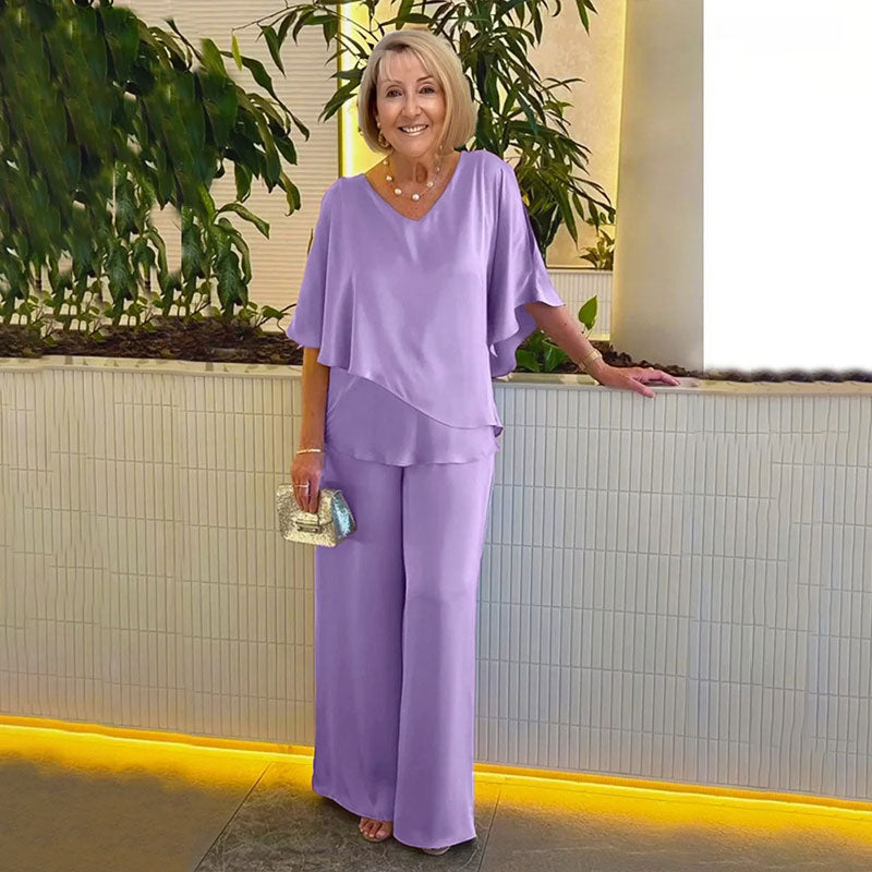 🎉 Nyheter säljer nu🌹Plus Size 2-delat set med dubbla lager