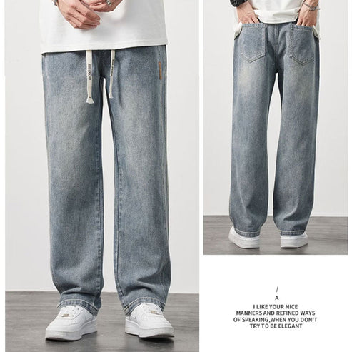 👖Löst Sittande Raka Jeans för Män – Nyhet – Bekväm passform, Hållbart denim & Vardaglig stil 💙
