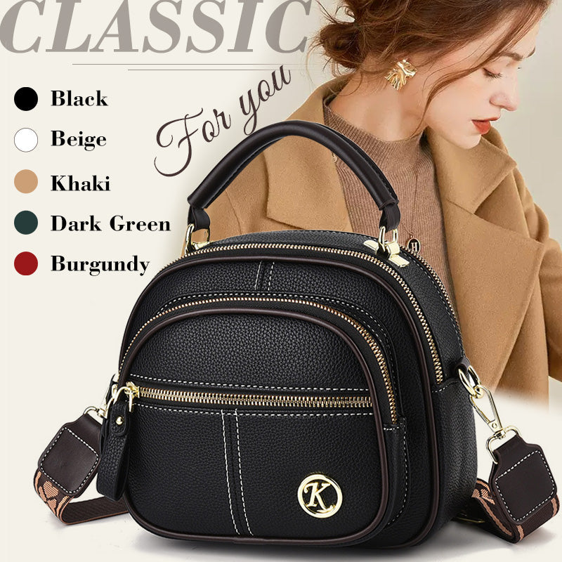 🔥het försäljning🔥Klassisk crossbody-väska i läder med flera fack och funktioner