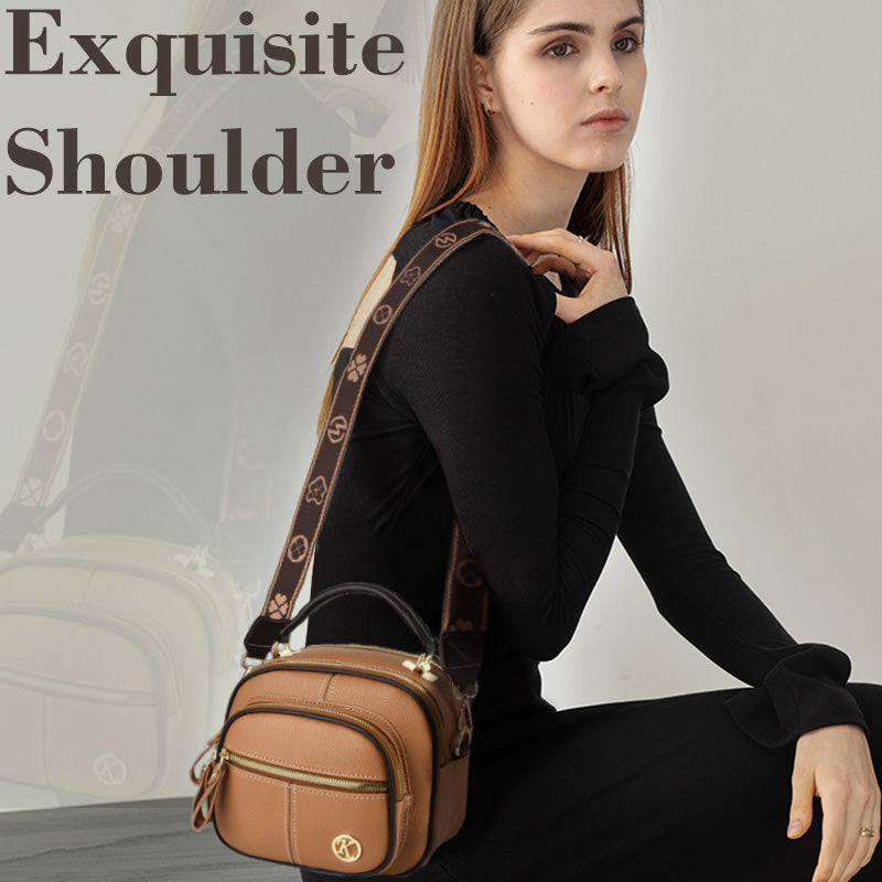 🔥het försäljning🔥Klassisk crossbody-väska i läder med flera fack och funktioner