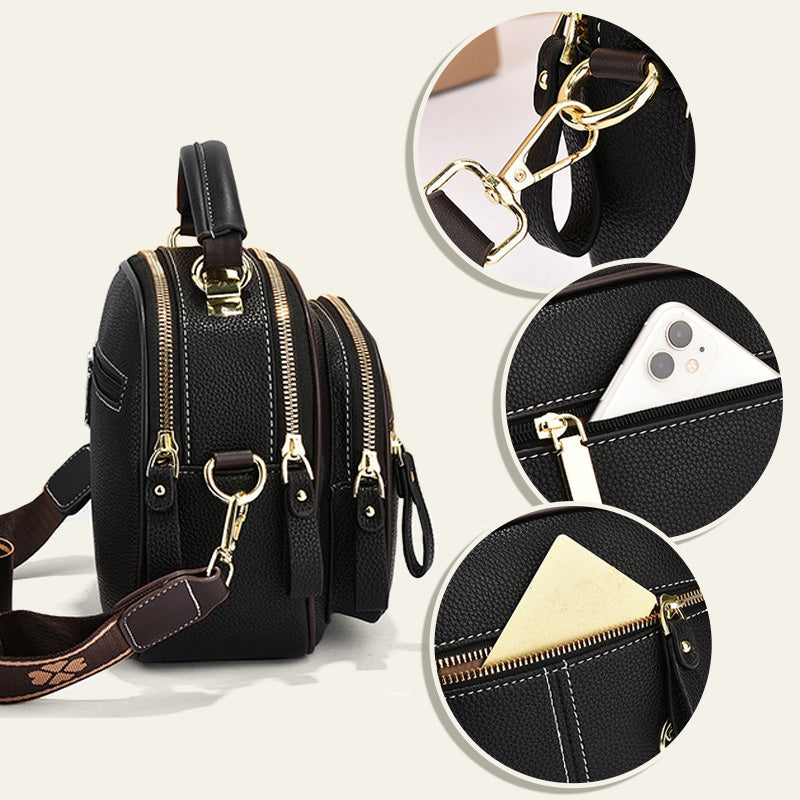 🔥het försäljning🔥Klassisk crossbody-väska i läder med flera fack och funktioner
