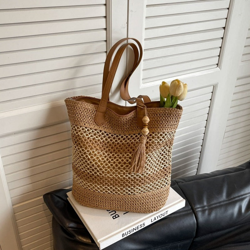 👜50% RABATT! ✨Damvävd strandväska med halm