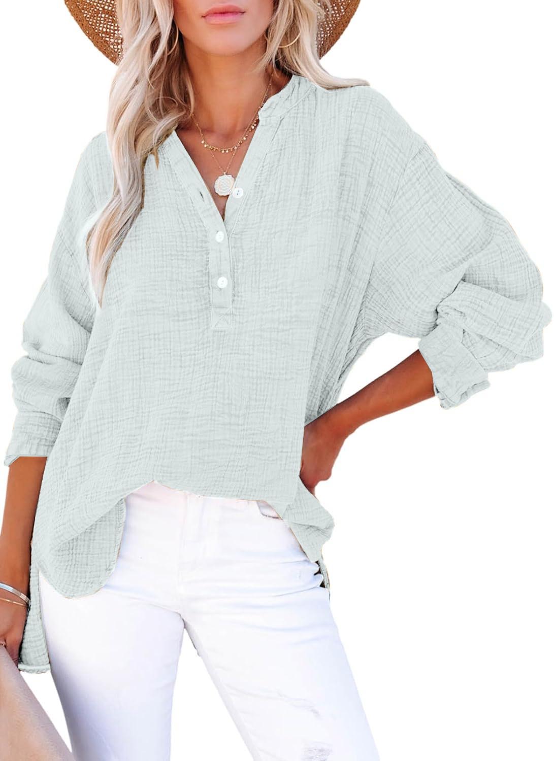 👚Långärmade, överdimensionerade blusar för kvinnor