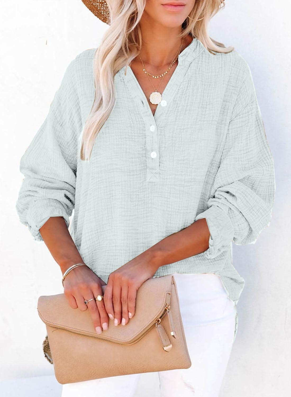 👚Långärmade, överdimensionerade blusar för kvinnor