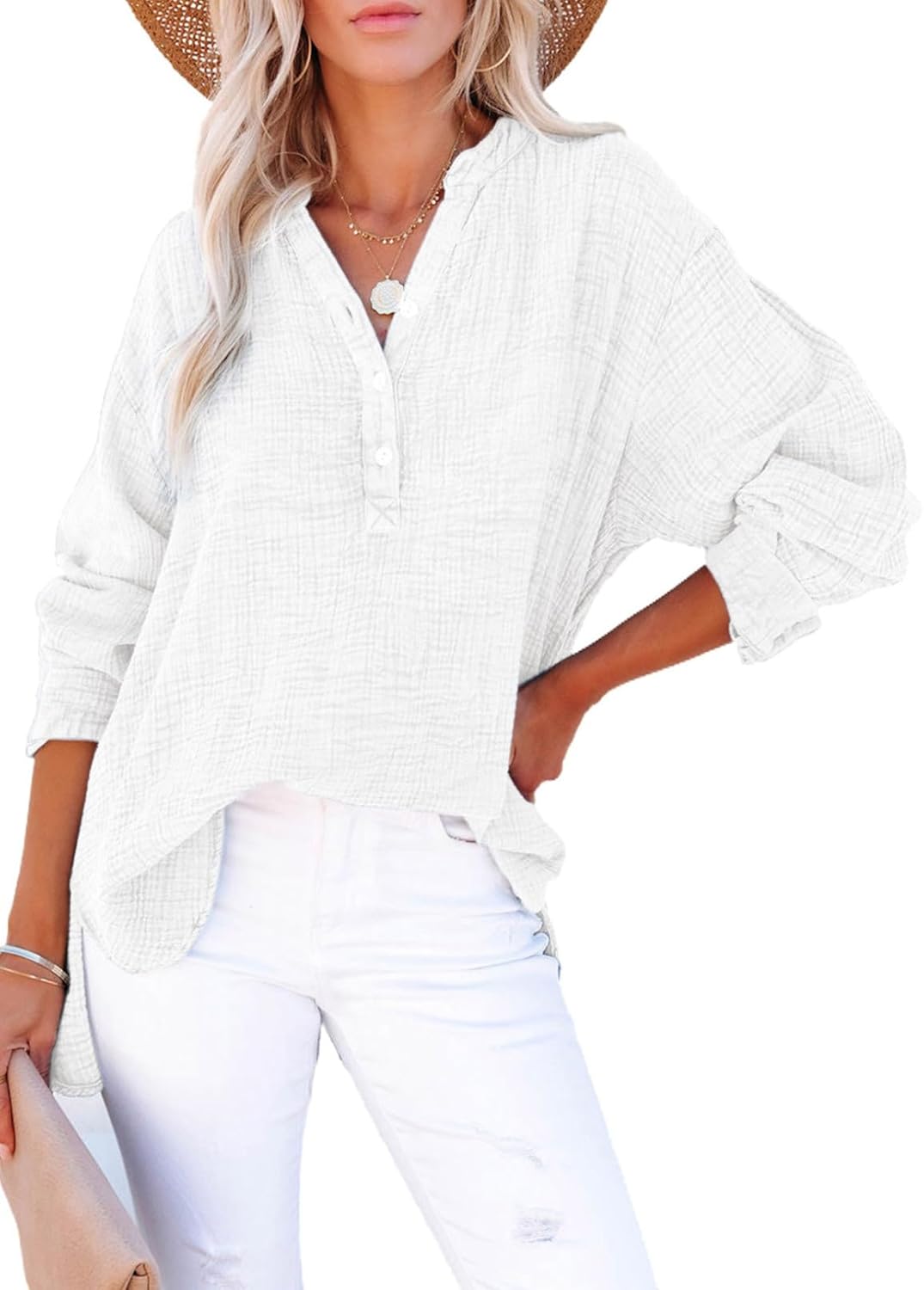 👚Långärmade, överdimensionerade blusar för kvinnor